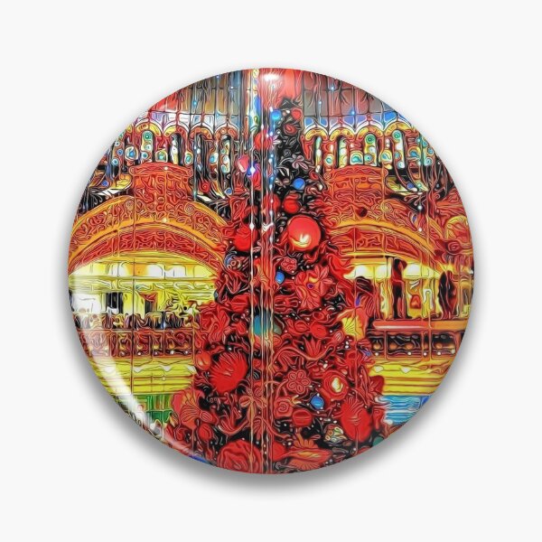 Item preview, Red Christmas Tree Under Blue Dome designed and sold by RitaMaye.