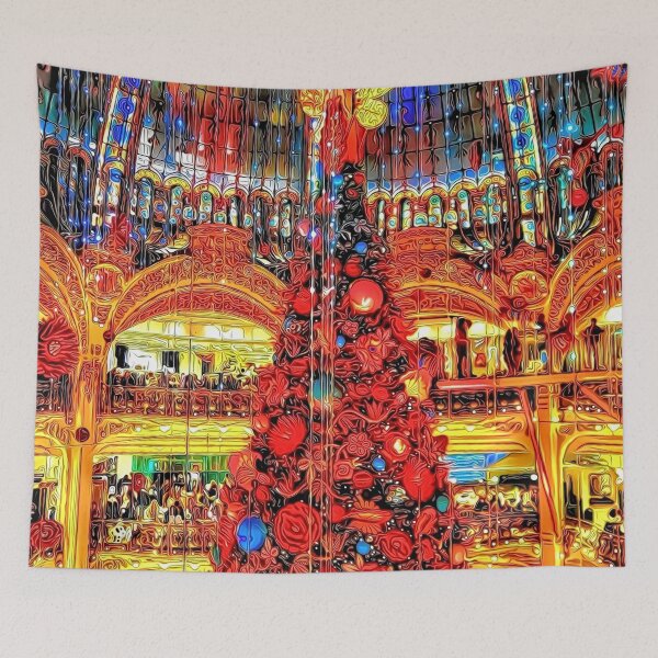Item preview, Red Christmas Tree Under Blue Dome designed and sold by RitaMaye.
