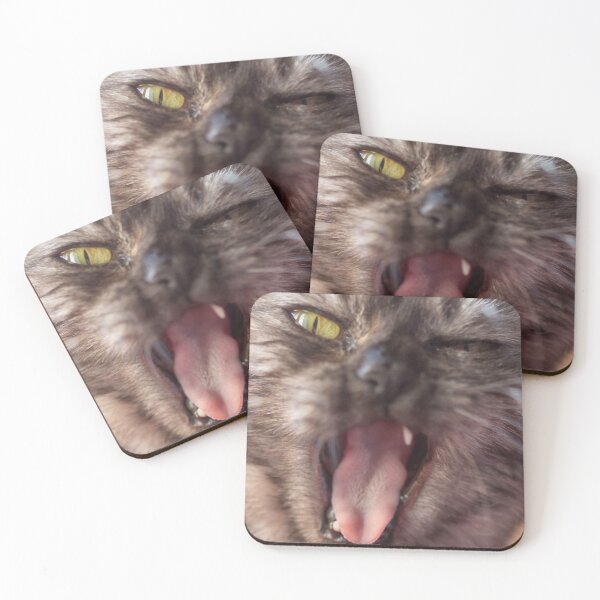 Item preview, Little grey cat yawning designed and sold by Pokofoto.