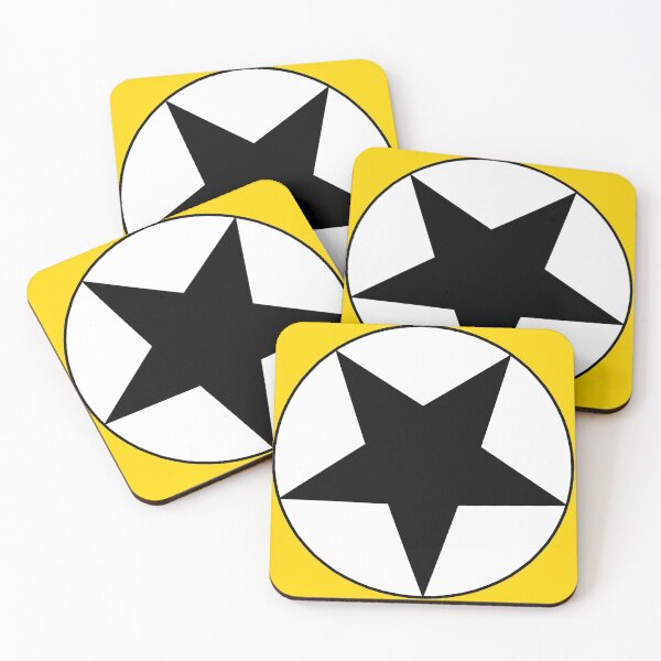 Item preview, Black Star on White Circle (yellow background) designed and sold by Greenwood2112.
