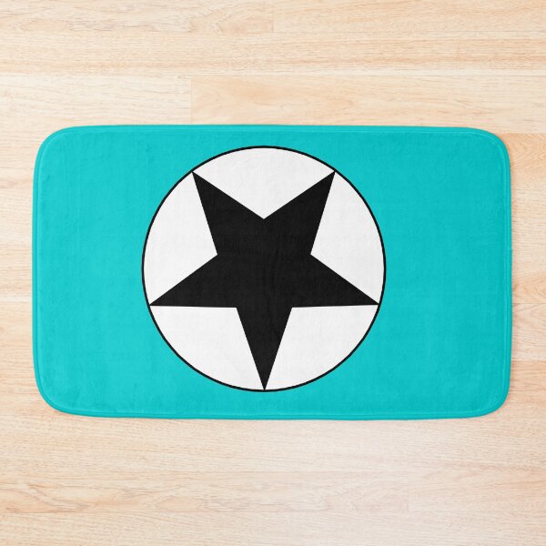 Item preview, Black Star on White Circle (aqua or blue background) designed and sold by Greenwood2112.