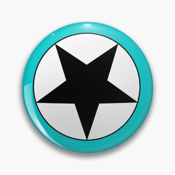 Item preview, Black Star on White Circle (aqua or blue background) designed and sold by Greenwood2112.