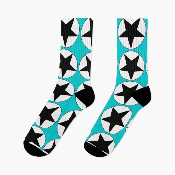 Item preview, Black Star on White Circle (aqua or blue background) designed and sold by Greenwood2112.