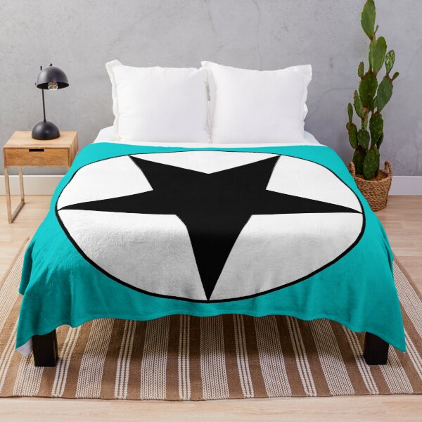Item preview, Black Star on White Circle (aqua or blue background) designed and sold by Greenwood2112.