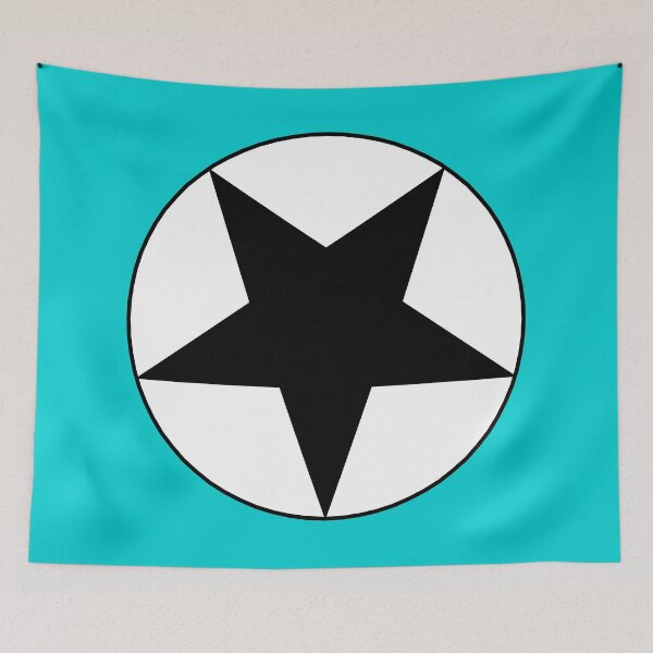Item preview, Black Star on White Circle (aqua or blue background) designed and sold by Greenwood2112.