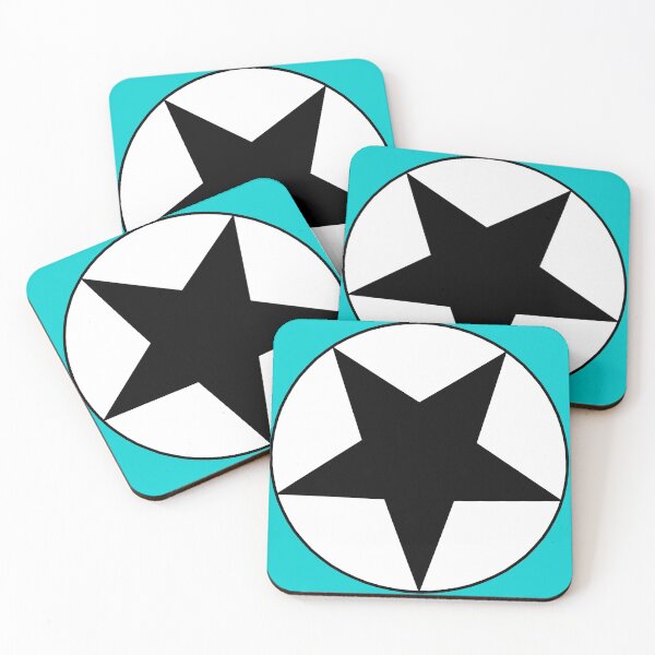 Item preview, Black Star on White Circle (aqua or blue background) designed and sold by Greenwood2112.