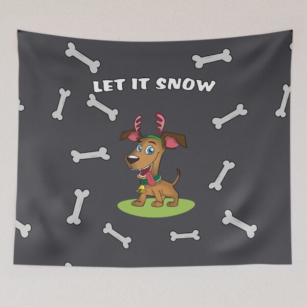 Item preview, Let It Snow Cute Dog and Bones Merry Christmas gray background designed and sold by oxoxoxo.
