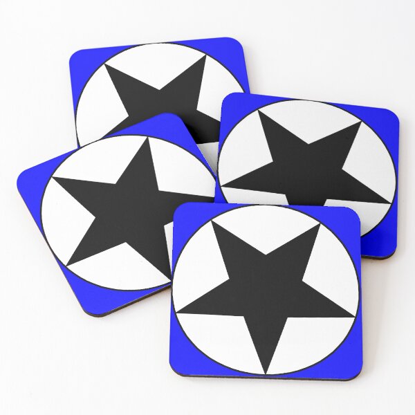 Item preview, Black Star on White Circle (blue background) designed and sold by Greenwood2112.