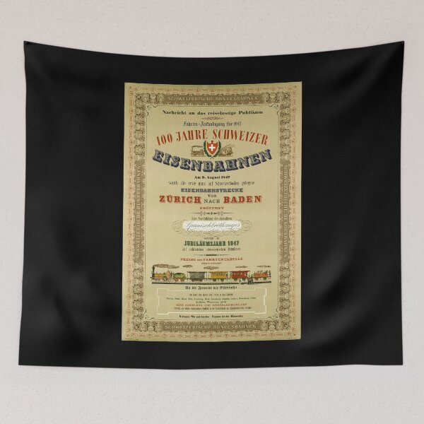 Item preview, retro classic 1947 100 Jahre Schweizer Eisenbahnen poster designed and sold by CorasPosters.