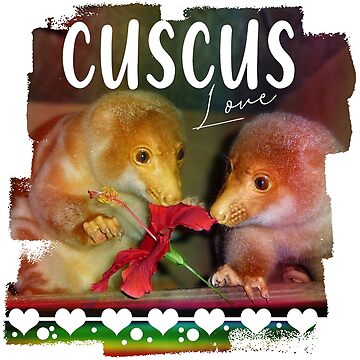 Baby Cuscus animals and love sign