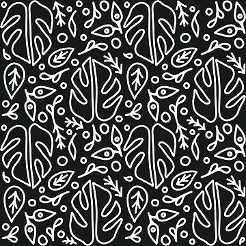 Artwork thumbnail, Simple Houseplant Outline Pattern - Black & White by Rachel McNeil