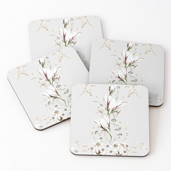 Item preview, Three flowers on light gray designed and sold by WzoryOzdobne.