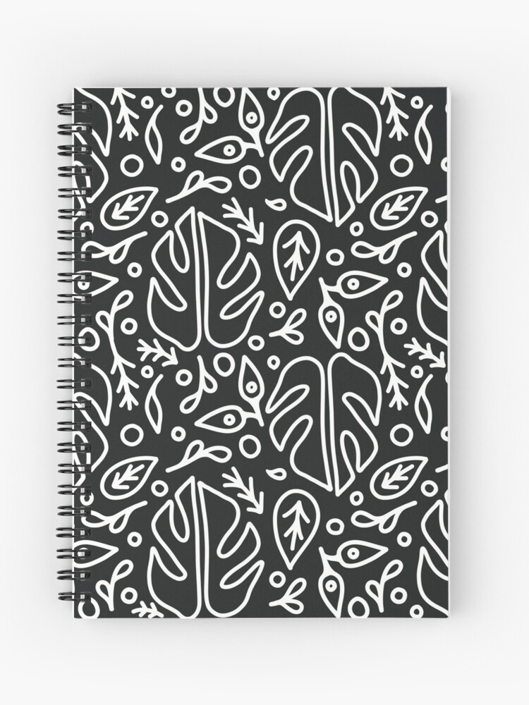 Thumbnail 1 of 3, Journal, Simple Houseplant Outline Pattern - Black & White designed and sold by bird767.