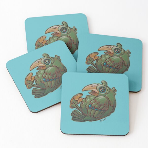 Item preview, Humorous green bird cartoon original painting designed and sold by Sarmo.