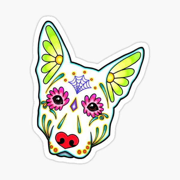 Day of the Dead German Shepherd in White Sugar Skull Dog Sticker