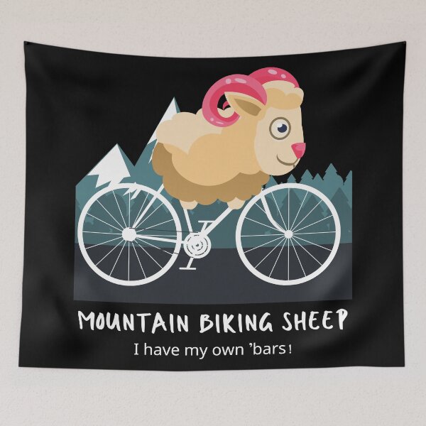 Item preview, Mountain biking sheep - I have my own 'bars! designed and sold by JellyBeenzz.