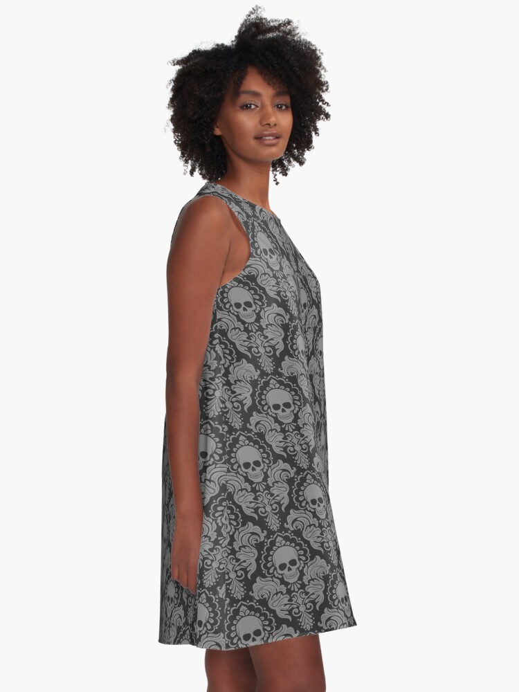 Alternate view of Skull Damask A-Line Dress