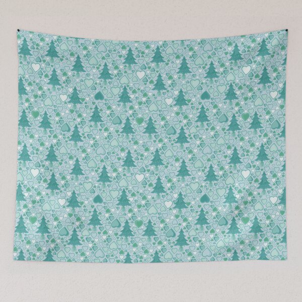 Item preview, Christmas Pine Trees and Hearts - Light BluePalette designed and sold by Sketchbook Designs.