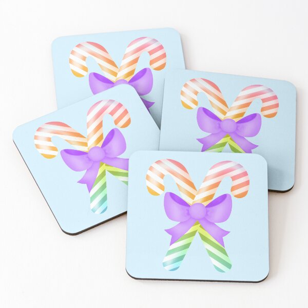 Item preview, rainbow candy canes with purple bow designed and sold by prismatic paper co.