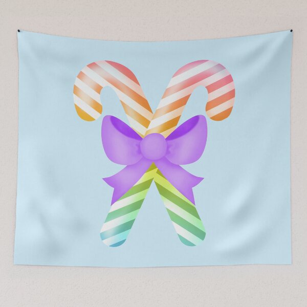 Item preview, rainbow candy canes with purple bow designed and sold by prismatic paper co.
