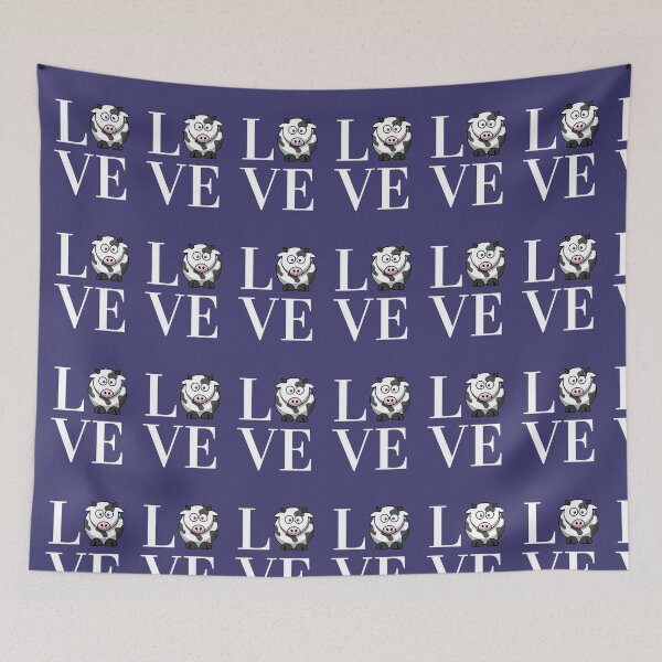 Item preview, Cow Love in Blue, Black, Taupe Vintage designed and sold by ittybittyowl.