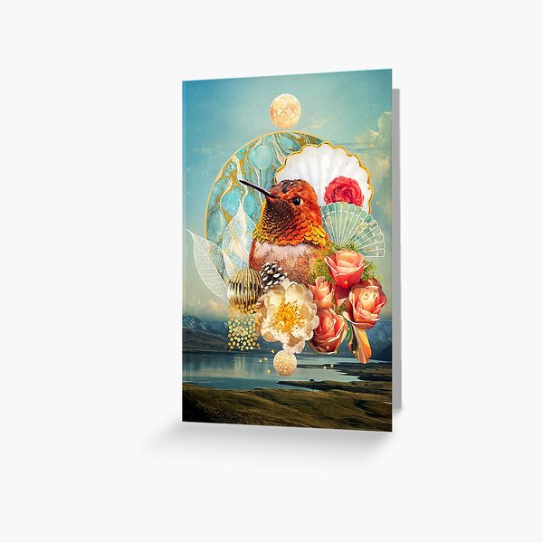 Festive Feathers: Rufous Hummingbird Greeting Card