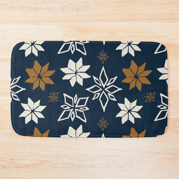 Item preview, Hand Painted Nordic Shapes, Umber and White on Navy designed and sold by KShedenhelm.