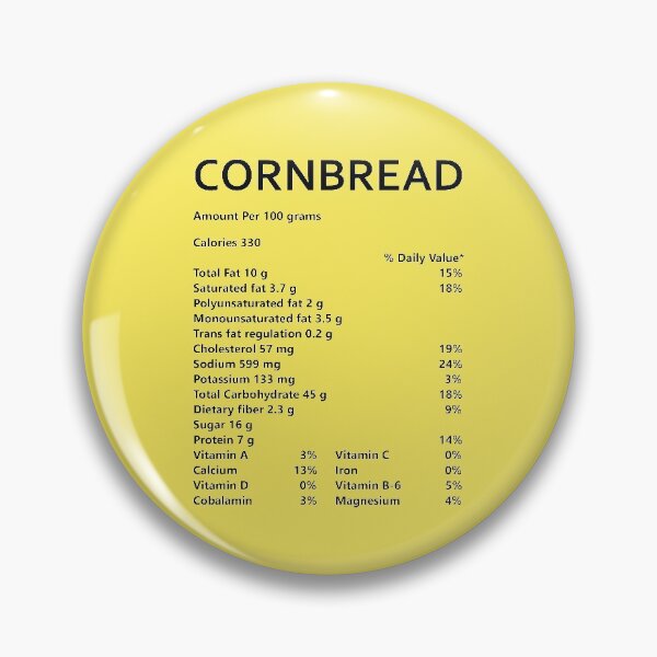 Item preview, Cornbread Nutrition Facts designed and sold by hockeng.