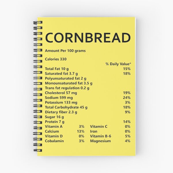 Item preview, Cornbread Nutrition Facts designed and sold by hockeng.