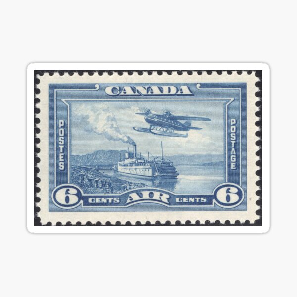 Classic Canadian airmail - steam paddler & seaplane Sticker