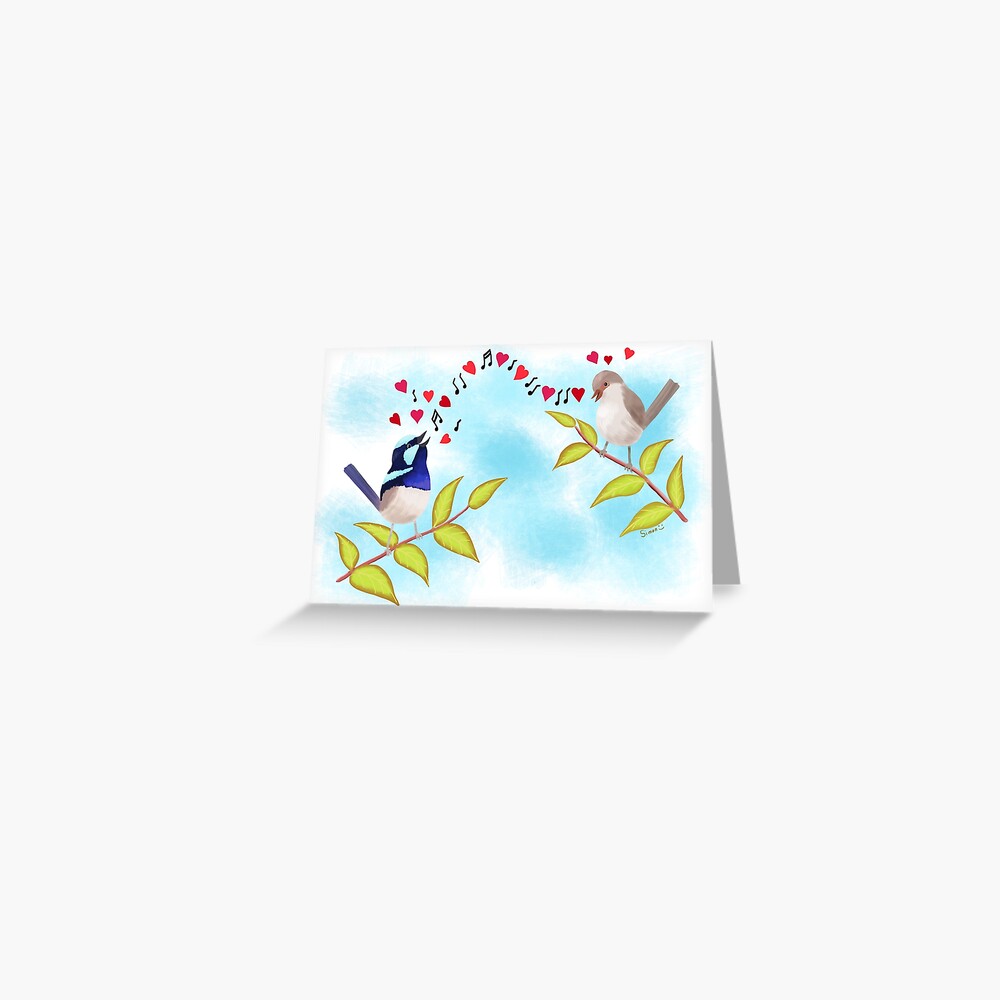 Adorable Blue Wren Birds Love Song Greeting Card