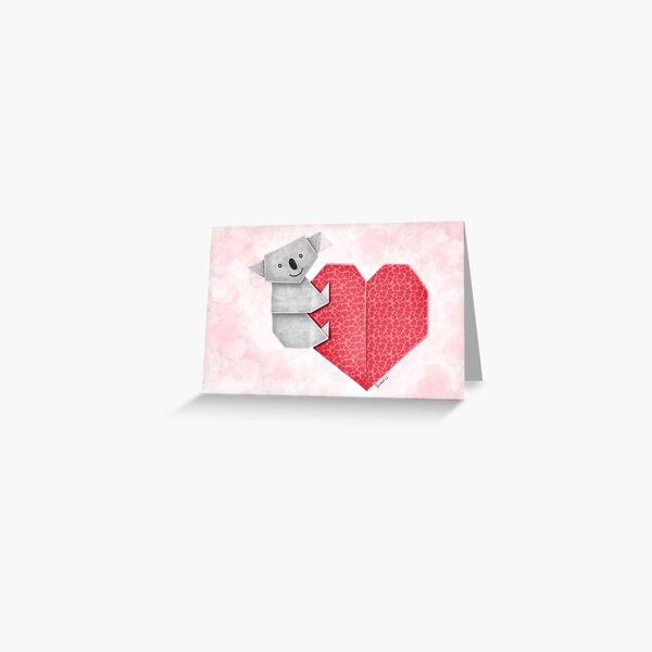 Cuddly Koala and Heart Origami Greeting Card