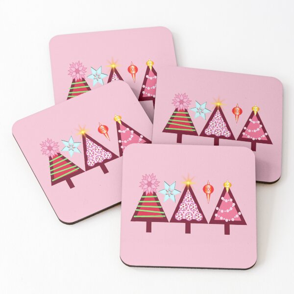 Item preview, Christmas Trees on Pink  designed and sold by Sharon Schwalbe.