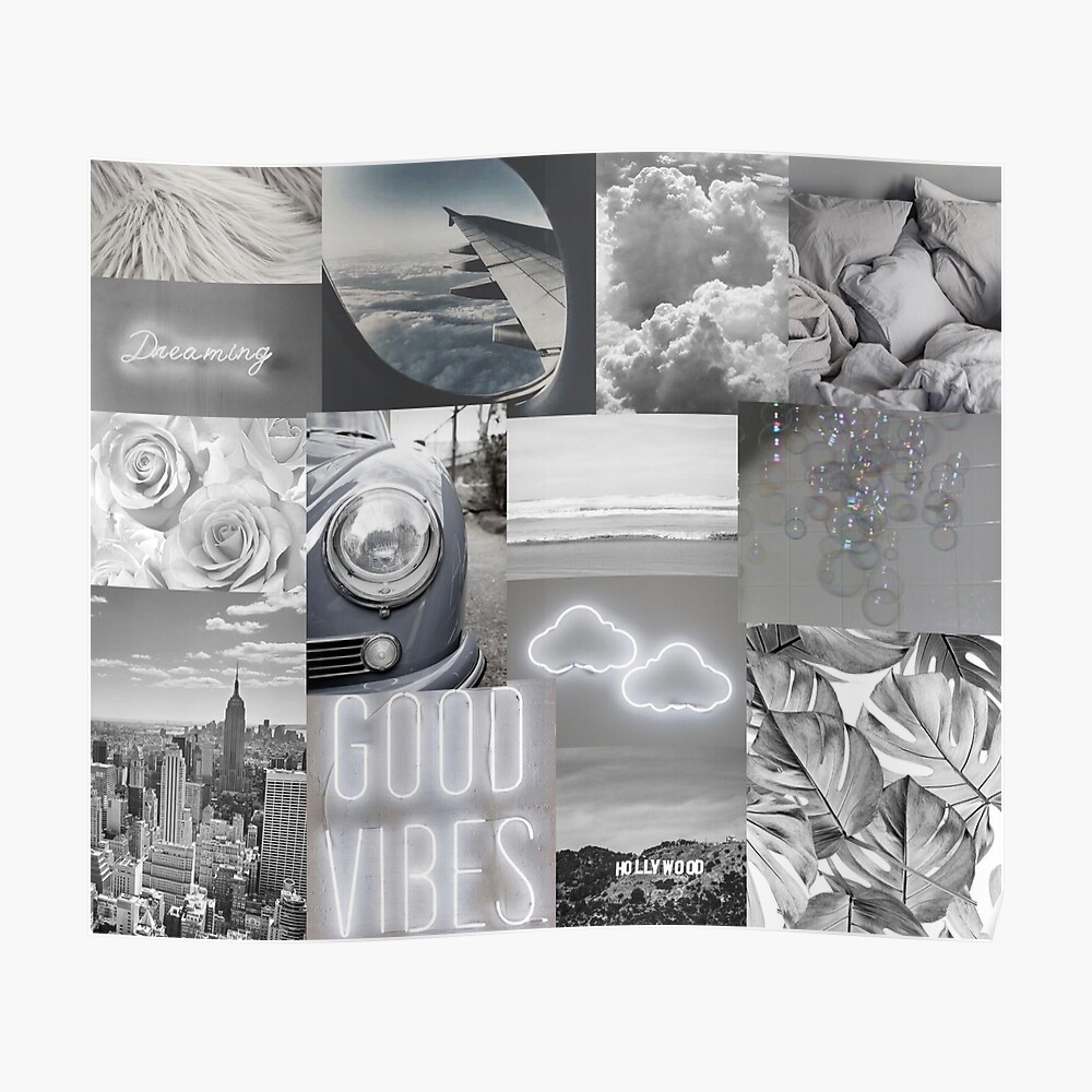 Light Grey Aesthetic Collage Tapestry By Alekkar02 Redbubble