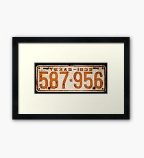 Bonnie & Clyde License Plate (detailed reconstruction) Framed Print