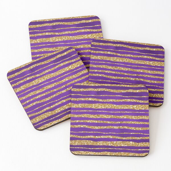 Item preview, Purple and Gold Stripes, Gold Glitter Sparkly Effect Pattern designed and sold by WOW TeesAndThings.
