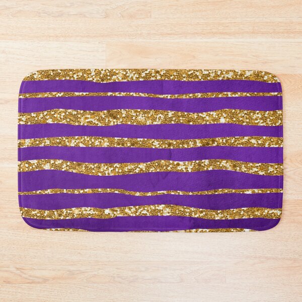 Item preview, Purple and Gold Stripes, Gold Glitter Sparkly Effect Pattern designed and sold by WOW TeesAndThings.
