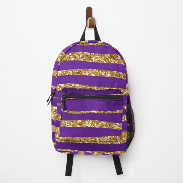 Item preview, Purple and Gold Stripes, Gold Glitter Sparkly Effect Pattern designed and sold by WOW TeesAndThings.