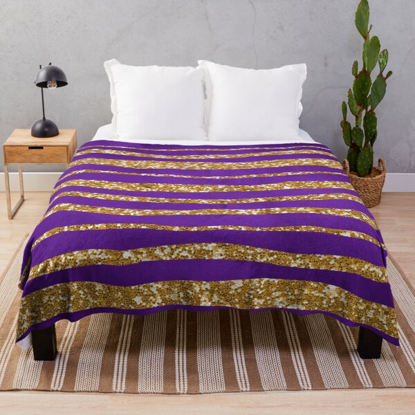 Item preview, Purple and Gold Stripes, Gold Glitter Sparkly Effect Pattern designed and sold by WOW TeesAndThings.