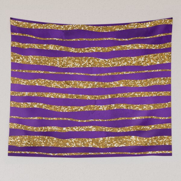Item preview, Purple and Gold Stripes, Gold Glitter Sparkly Effect Pattern designed and sold by WOW TeesAndThings.