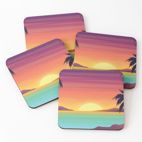 Item preview, Hawaiian Island Sunset - Rainbow Tropical Palm Trees Vintage View designed and sold by Lori-Goree.