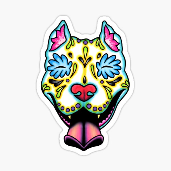 Item preview, Slobbering Pit Bull - Day of the Dead Sugar Skull Pitbull Dog designed and sold by Pretty In Ink.