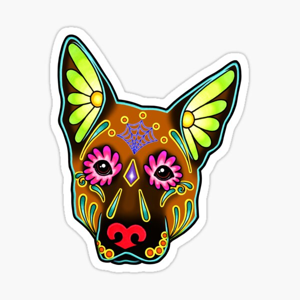 Item preview, Day of the Dead German Shepherd in Brown Sugar Skull Dog designed and sold by Pretty In Ink.
