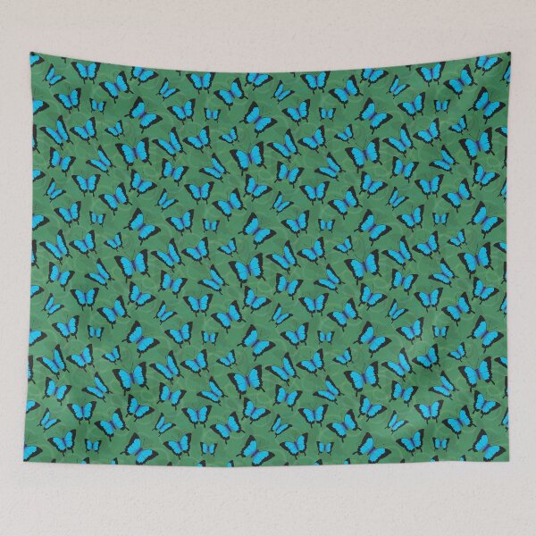 Item preview, Ulysses Butterfly Pattern version 2 Forest Green Background designed and sold by nutmegfairy.