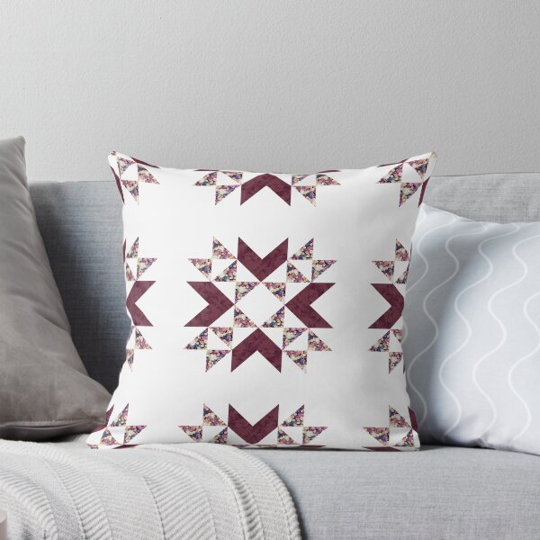 Item preview, Traditional vintage quilt block pattern burgundy designed and sold by InkLove.