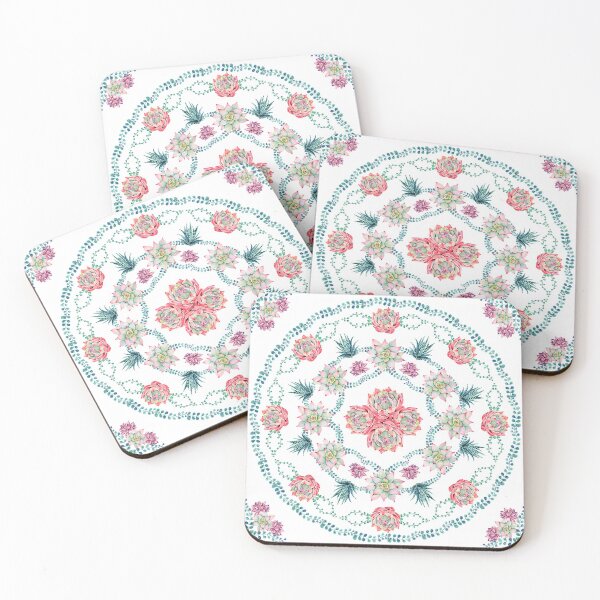 Item preview, SUCCULENTS ROUND PATTERN - WHITE designed and sold by Flowers-Dreams.