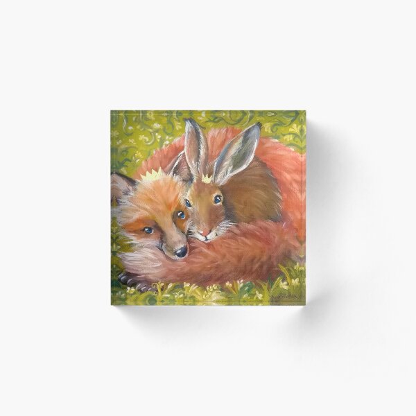 Wahre Freunde Fuchs und Hase zum Knuddeln Acrylblock
