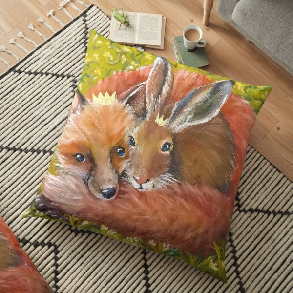 Wahre Freunde Fuchs und Hase zum Knuddeln Bodenkissen
