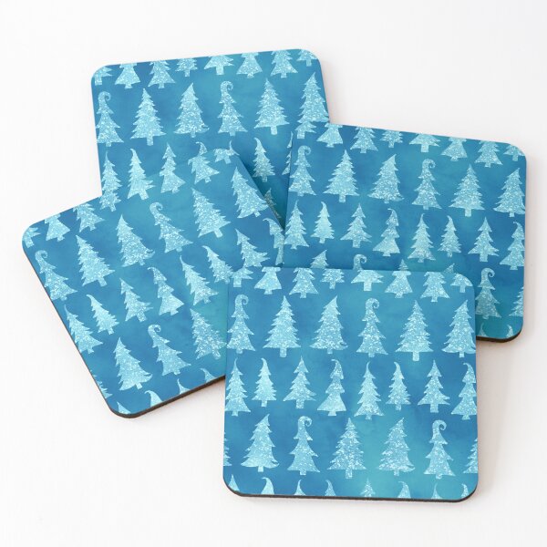 Item preview, Christmas Tree Blue Watercolor Pattern  designed and sold by WOW TeesAndThings.