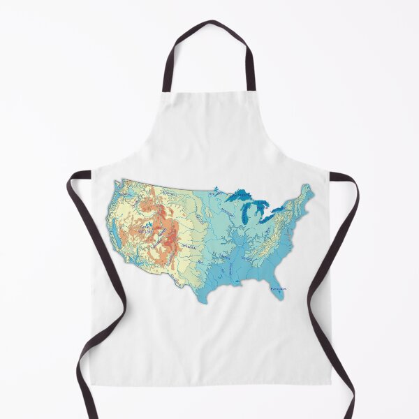 Item preview, map of USA with relief topographic map of USA with Major Lakes and Rivers, Country Borders Lakes and Rivers names, Saffron color background designed and sold by mashmosh.
